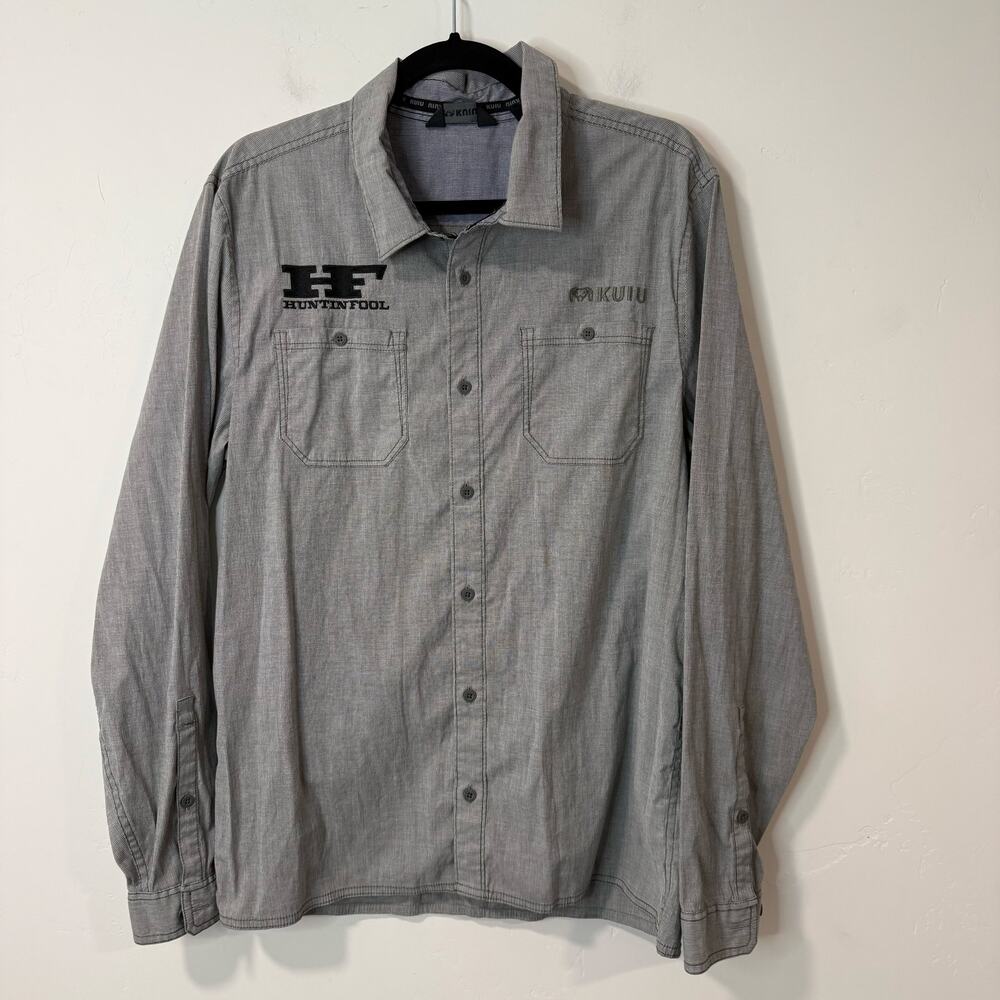 Kuiu Men's Basin Shirt Long Sleeve‎ Grey Large Hunting Casual Button Front